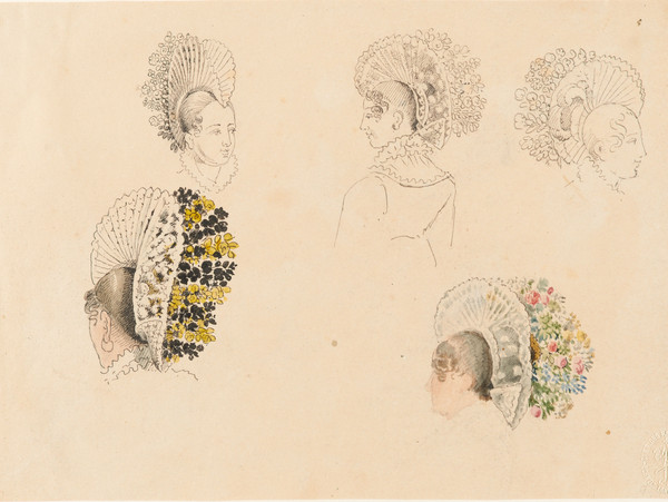 Studi di testa femminile, in costume tradizionale da Svitto