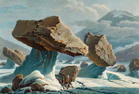 Massi erratici sul ghiacciaio di Unteraar; in primo piano un cacciatore seduto