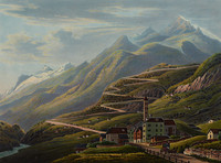 Veduta di Airolo e della Tremola che conduce al passo del San Gottardo