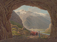 Veduta dall’interno dell’Urnerloch in direzione di Andermatt