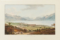 Vevey, vue générale du nord et lac Léman