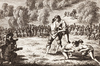 Deux lutteurs suisses à la fète d'Unspunnen de 1805.