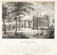 Lithographie publicitaire représentant la demeure de Gabriel Lory Berne (Oranienburg).