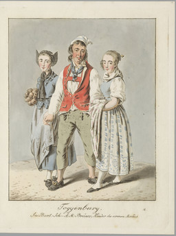 Les enfants d'Ulrich Bräker au costume du Toggenbourg